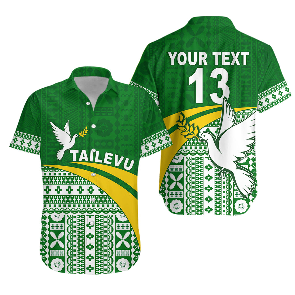 (Custom Text and Number) Tailevu Rugby Hawaiian Shirt Fiji Rugby Tapa Pattern Green LT13 Unisex Green - Polynesian Pride