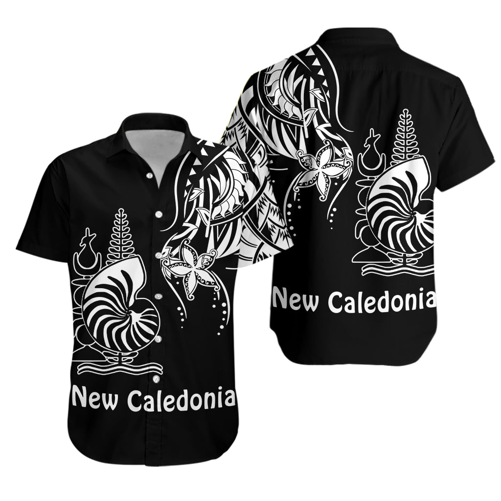 New Caledonia Hawaiian Shirt Emblem Nautilus Shell Version Black LT13 Unisex Black - Polynesian Pride