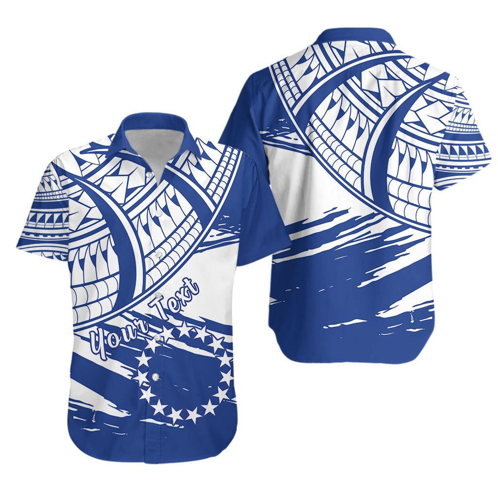 ( Custom Personalised) Cook Islands Hawaiian Shirt Flag Style Blue With Claw Pattern LT13 Unisex Blue - Polynesian Pride