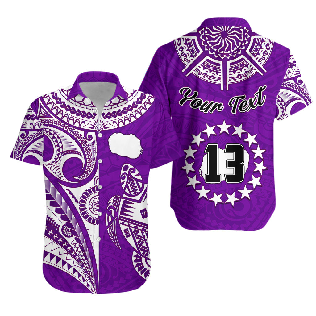 (Custom Text and Number) Rarotonga Cook Islands Hawaiian Shirt Turtle and Map Style Purple LT13 Unisex Purple - Polynesian Pride