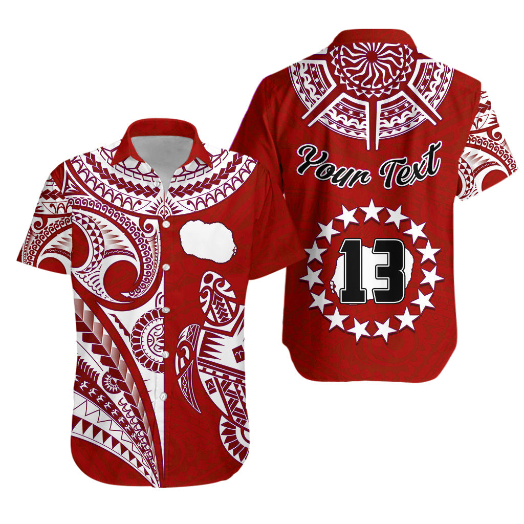 (Custom Text and Number) Rarotonga Cook Islands Hawaiian Shirt Turtle and Map Style Red LT13 Unisex Red - Polynesian Pride