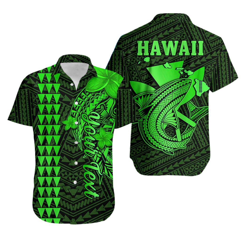 (Custom Personalised) Hawaii Hawaiian Shirt Kakau Kanaka Maoli Combine Polynesian Shark Ver.02 LT14 Green - Polynesian Pride