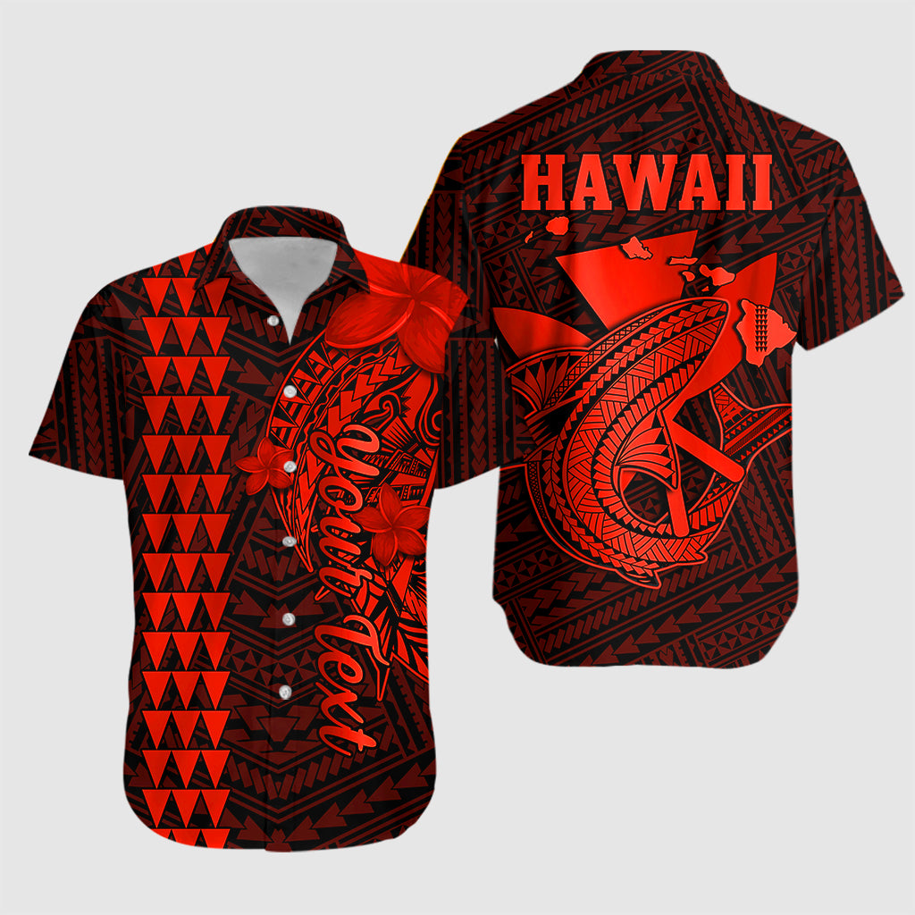 (Custom Personalised) Hawaii Hawaiian Shirt Kakau Kanaka Maoli Combine Polynesian Shark Ver.06 LT14 Red - Polynesian Pride