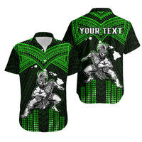 Custom Polynesian Couple Outfits Matching Hawaiian Warrior with Weapon Polynesian Tribal Dress And Shirt Ver.03 LT14 No Dress Green - Polynesian Pride