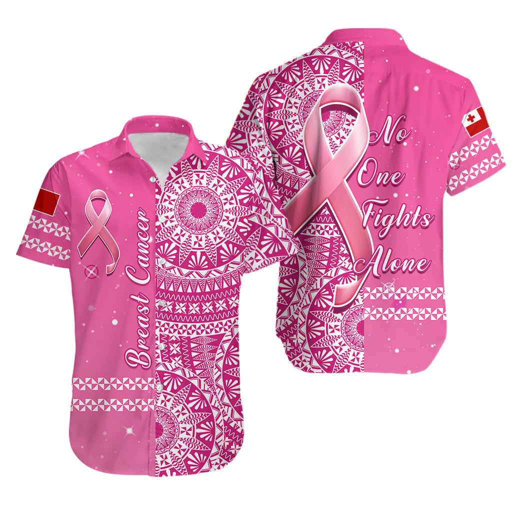 Tonga Breast Cancer Hawaiian Shirt Tongan Ngatu Pattern No One Fights Alone LT14 Unisex Pink - Polynesian Pride