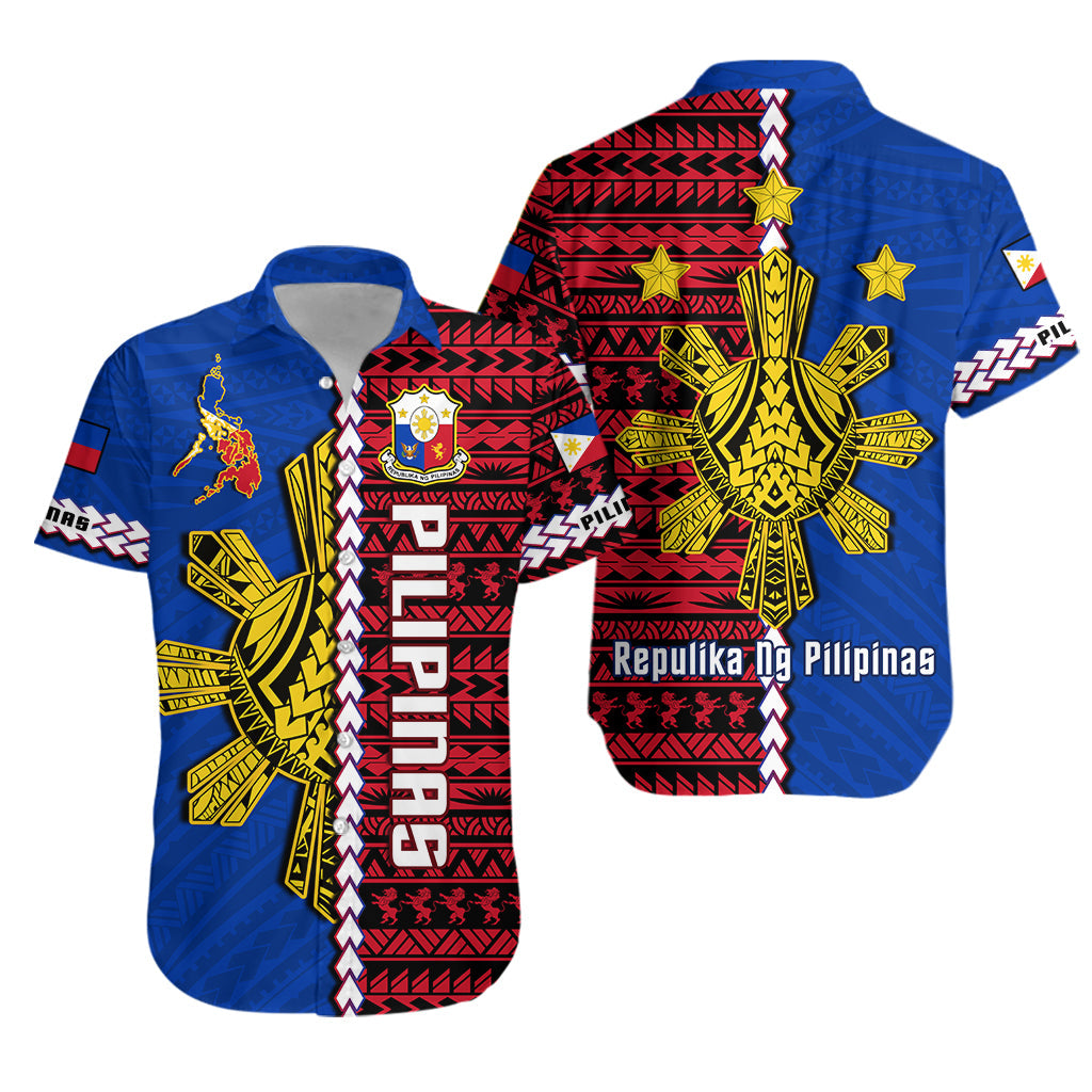 Philippines Hawaiian Shirt Pilipinas Sun Mix Polynesian Pattern LT14 Red - Polynesian Pride