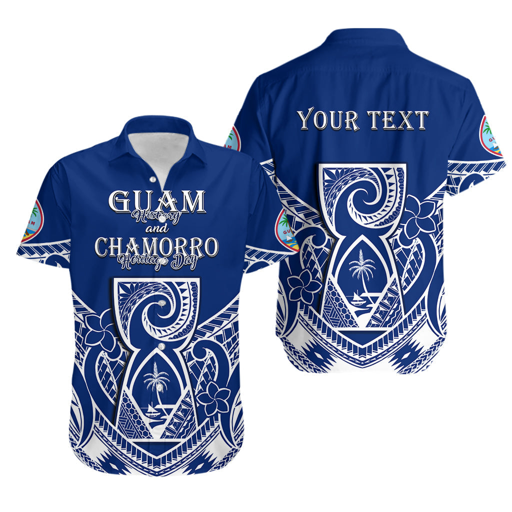 (Custom Personalised) Guam History and Chamorro Heritage Day Hawaiian Shirt Latte Stone Polynesian LT14 Blue - Polynesian Pride