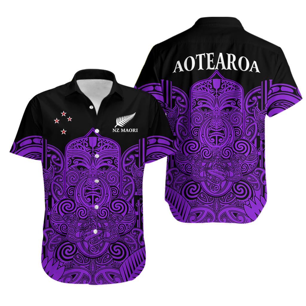 New Zealand Tiki Rugby Hawaiian Shirt NZ Maori Koru Pattern Ver.04 LT14 Purple - Polynesian Pride