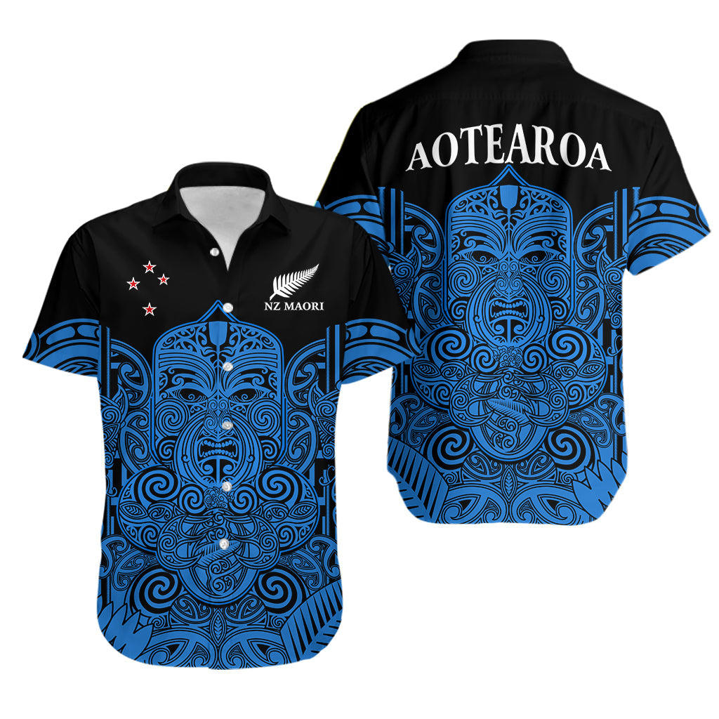 New Zealand Tiki Rugby Hawaiian Shirt NZ Maori Koru Pattern Ver.05 LT14 Blue - Polynesian Pride
