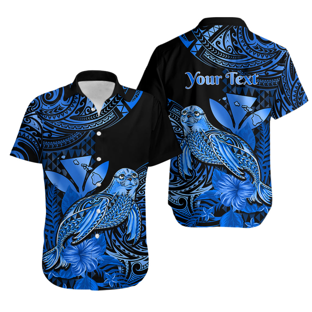 Custom Hawaii Monk Seal Matching Dress and Hawaiian Shirt Kakau with Kanaka Blue LT14 - Polynesian Pride