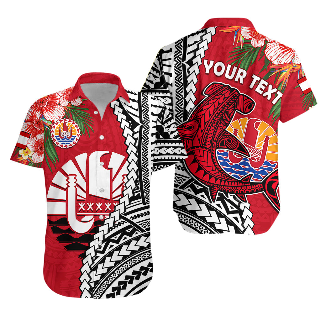 (Custom Personalised) Tahiti Islands Hawaiian Shirt Polynesian Shark Mix Tropical Flowers LT14 Unisex Red - Polynesian Pride