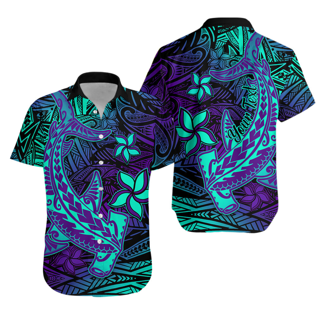 (Custom Personalised) Polynesian Hawaiian Shirt Purple Paradise Hawaiian Tribal Hammerhead Shark LT14 Purple - Polynesian Pride