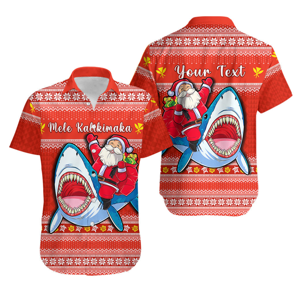 (Custom Personalised) Hawaii Christmas Hawaiian Shirt Santa Shark Mele Kalikimaka Tribal LT14 Red - Polynesian Pride