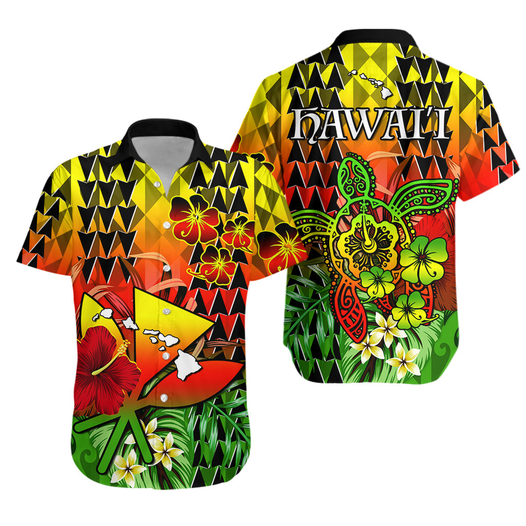 Hawaii Flowers Hawaiian Shirt Color Tribal Pattern Hawaiian LT13 Unisex Reggae - Polynesian Pride