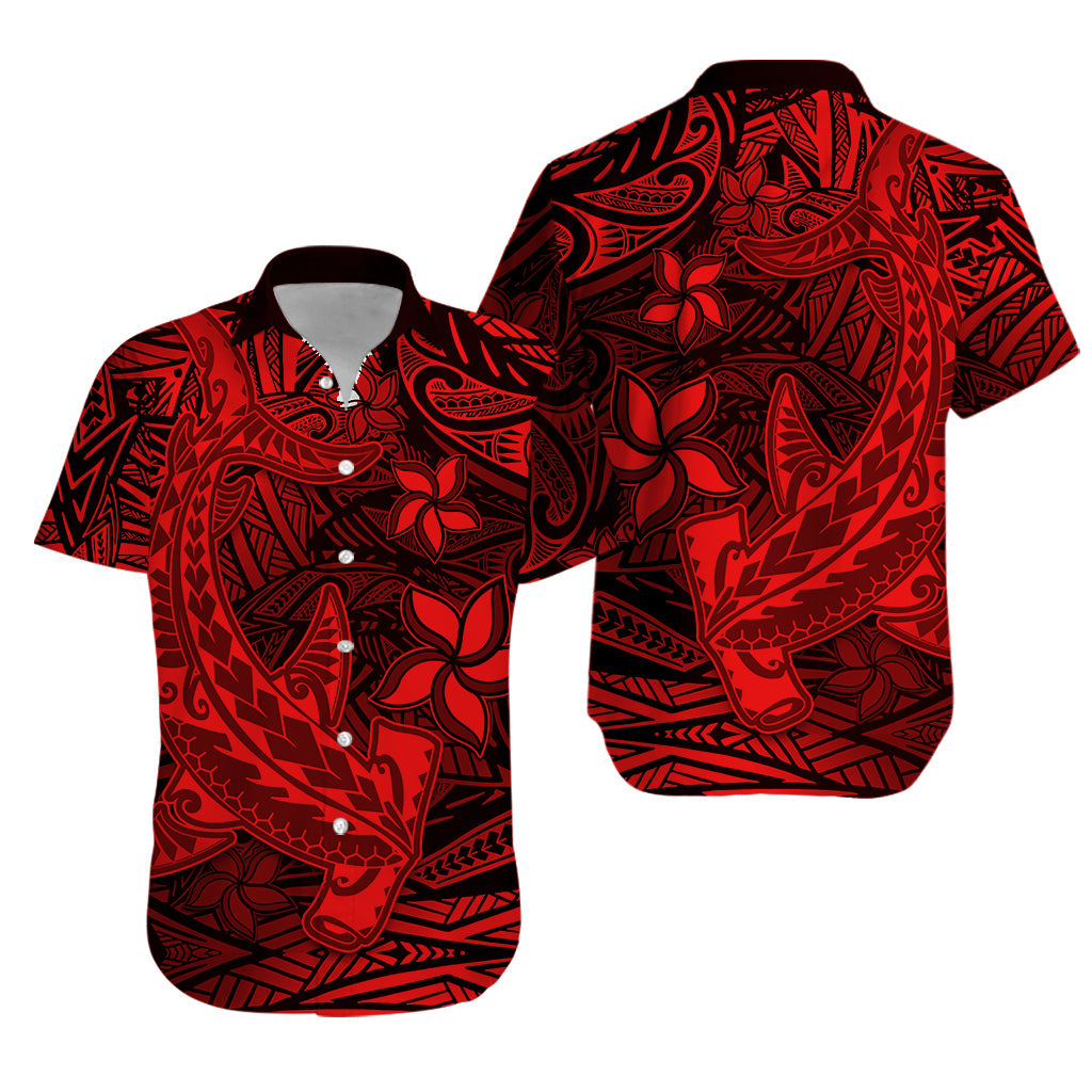 Polynesian Hawaiian Shirt Red Hawaiian Tribal Hammerhead Shark LT14 Red - Polynesian Pride