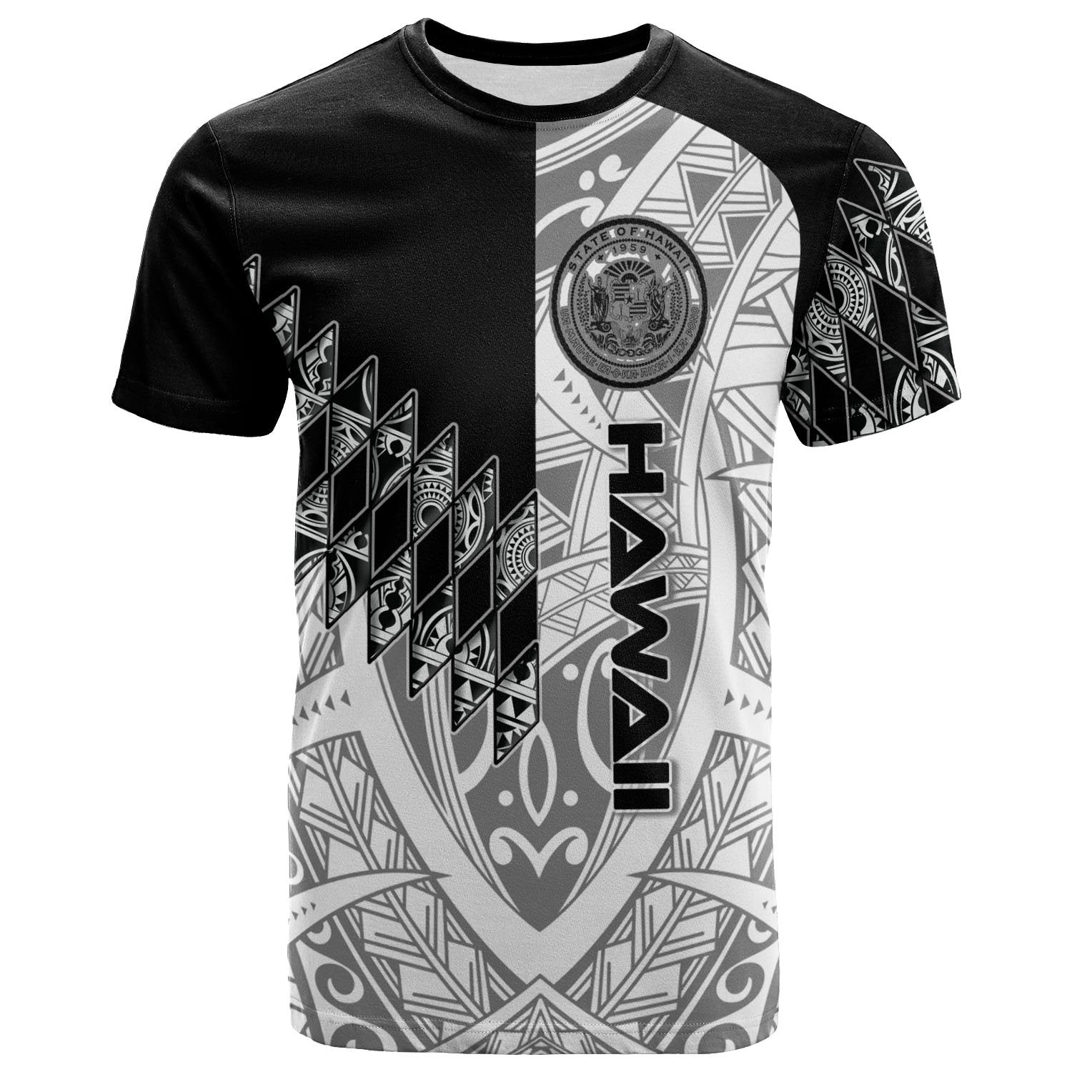 Hawaii T Shirt Symmetry Style Unisex Black - Polynesian Pride