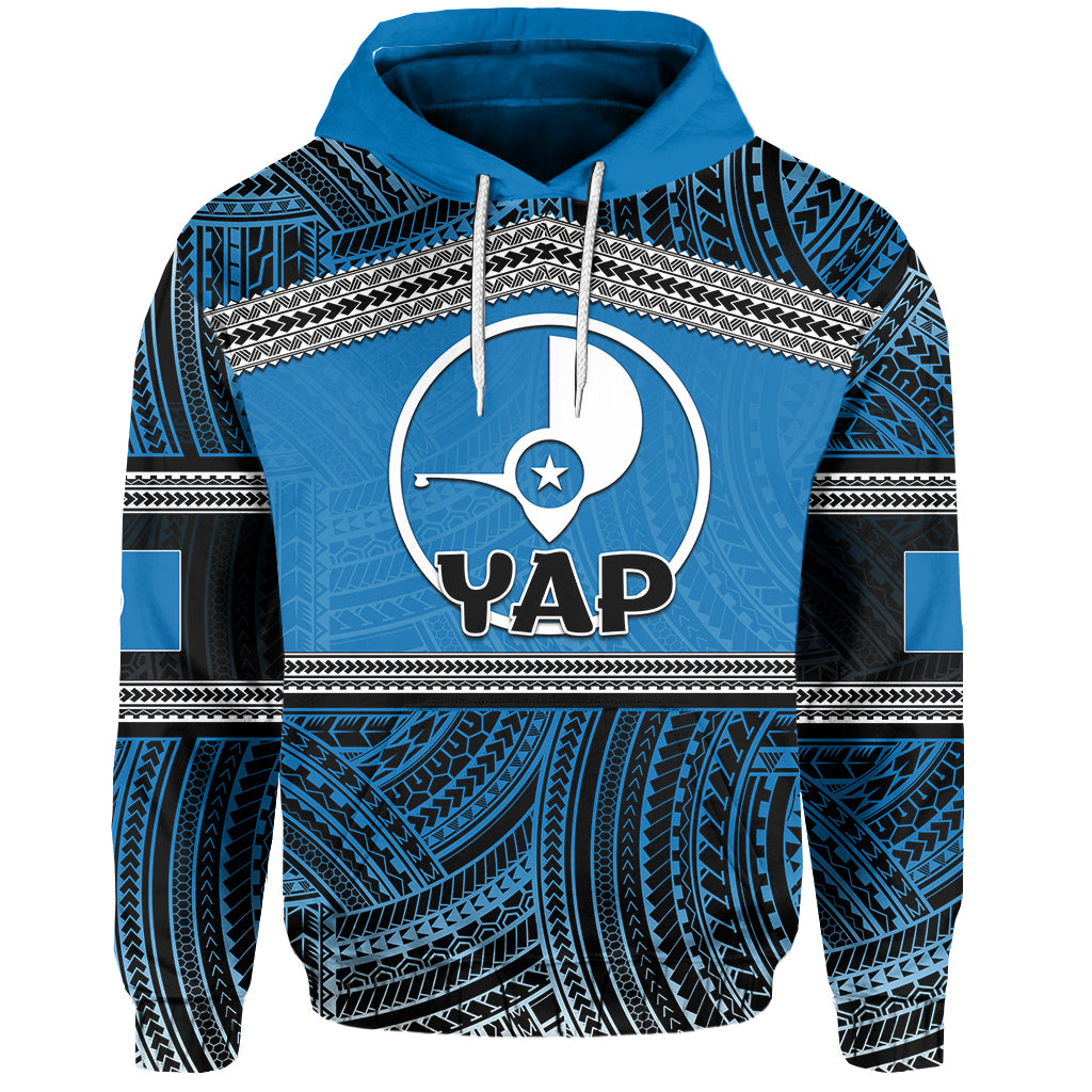 Custom Yap Hoodie Polynesian Patterns LT6 Unisex Blue - Polynesian Pride