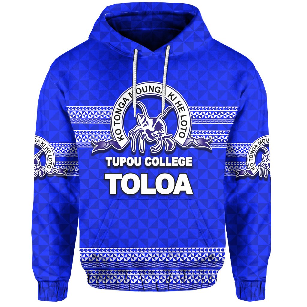 Custom Tonga Tupou College Toloa Hoodie Unisex Blue - Polynesian Pride