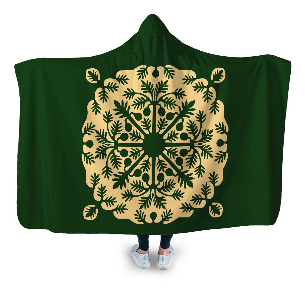 Hawaiian Quilt Alpinia Purpurata Hooded Blanket - AH Hooded Blanket - Polynesian Pride