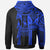 Custom Samoa Zip up Hoodie Samoa Coat of Arms Blue Tattoo Style - Polynesian Pride