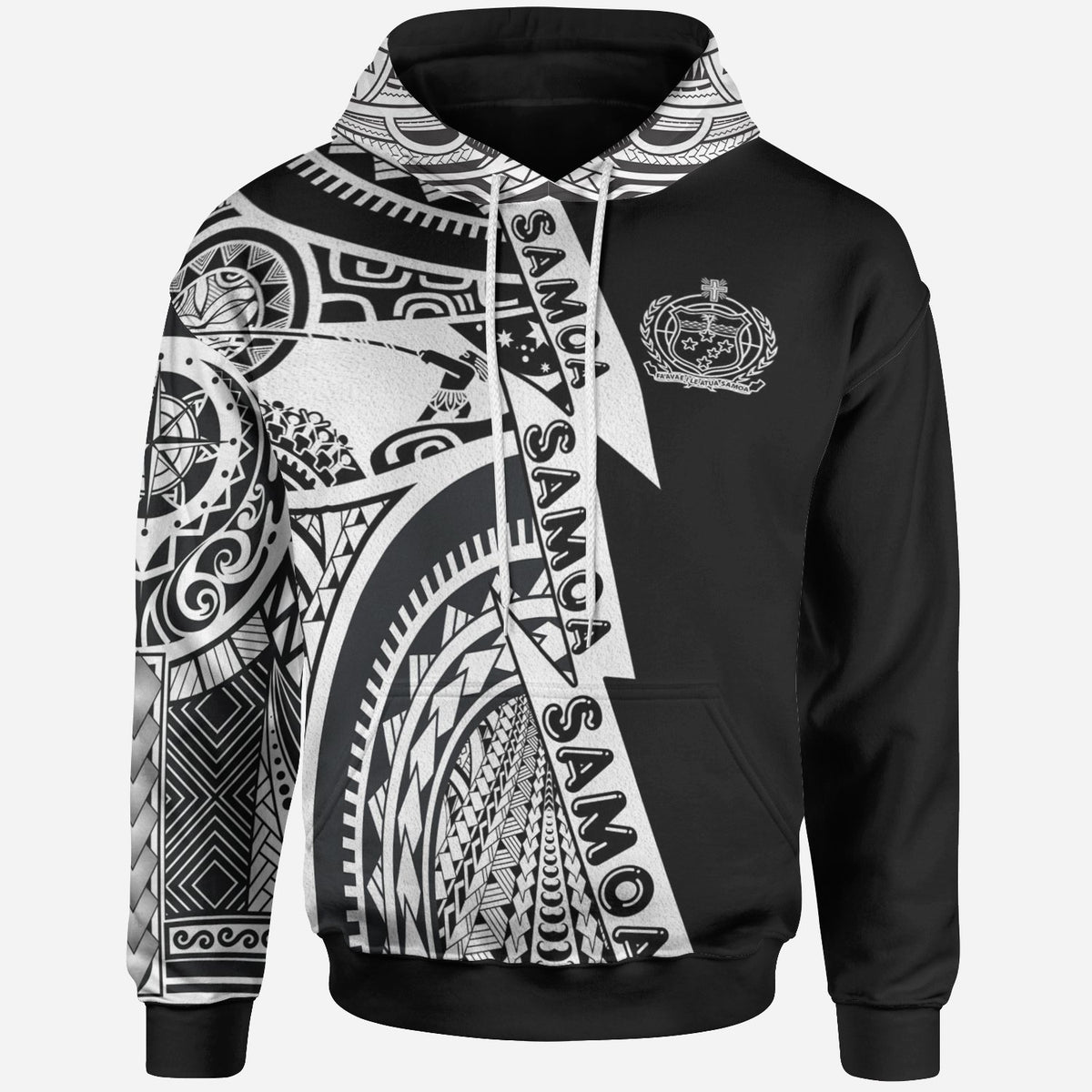 Samoa All Over Hoodie Samoa Coat of Arms White New Unisex White - Polynesian Pride