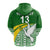 (Custom Text and Number) Tailevu Rugby Zip Hoodie Fiji Rugby Tapa Pattern Green LT13 - Polynesian Pride