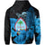 Guam Seal Zip Hoodie Polynesian Turtle with Flowers Version Blue LT13 - Polynesian Pride