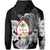 Guam Seal Zip Hoodie Polynesian Turtle with Flowers Version White LT13 - Polynesian Pride