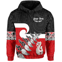Custom Waitangi Hoodie Aotearoa Maori Pattern Mix Fern and Manaia Koru LT13 Hoodie Black - Polynesian Pride