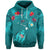 Custom Hawaiian Islands Hoodie Hawaii Tropical Flowers and Turtles Turquoise LT13 Unisex Turquoise - Polynesian Pride