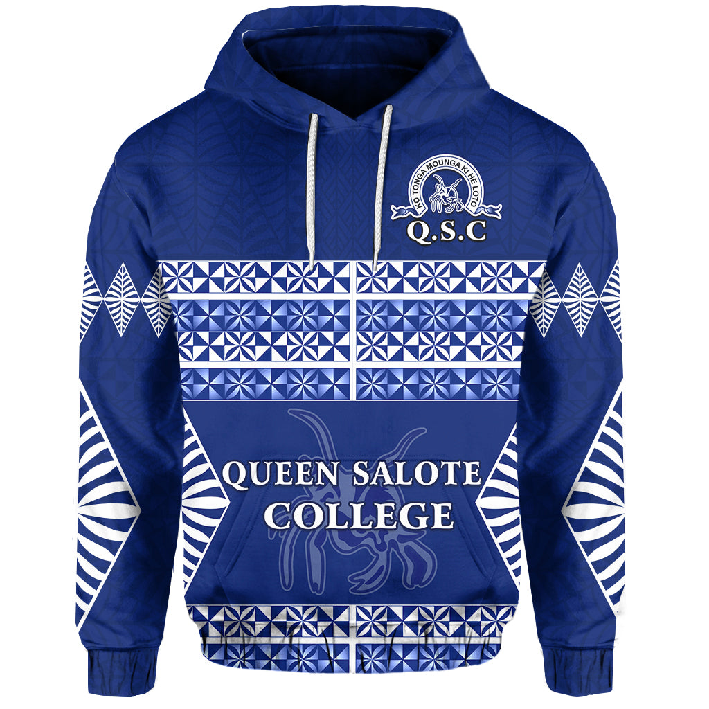 Queen Salote College Hoodie Tonga Pattern LT13 Unisex Blue - Polynesian Pride