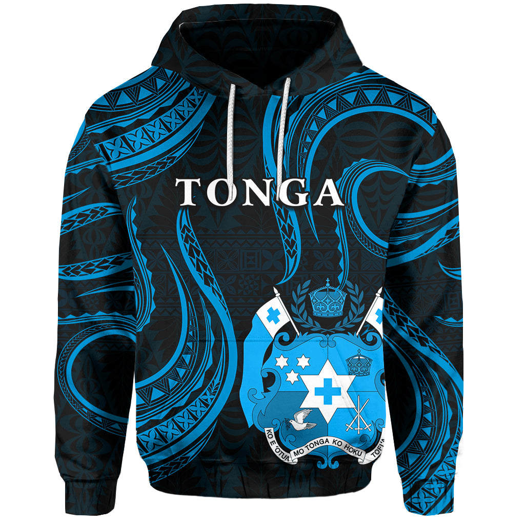 Tonga Pattern Hoodie Always Proud Version Blue LT13 Unisex Blue - Polynesian Pride