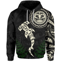 Custom Aotearoa Fern Hoodie Maori Manaia and Fish LT13 - Polynesian Pride