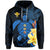 Hawaii Turtle Hoodie Hawaiian Flowers Version Blue Elegant LT13 Unisex Blue - Polynesian Pride