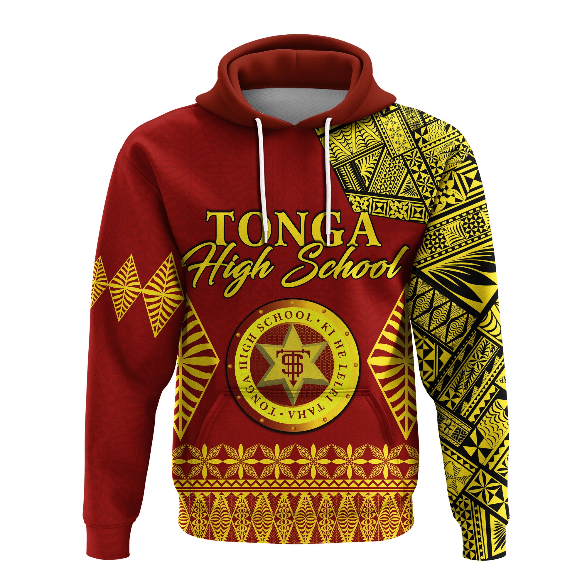 Tonga High School Hoodie Tongan Ngatu LT13 Unisex Red - Polynesian Pride