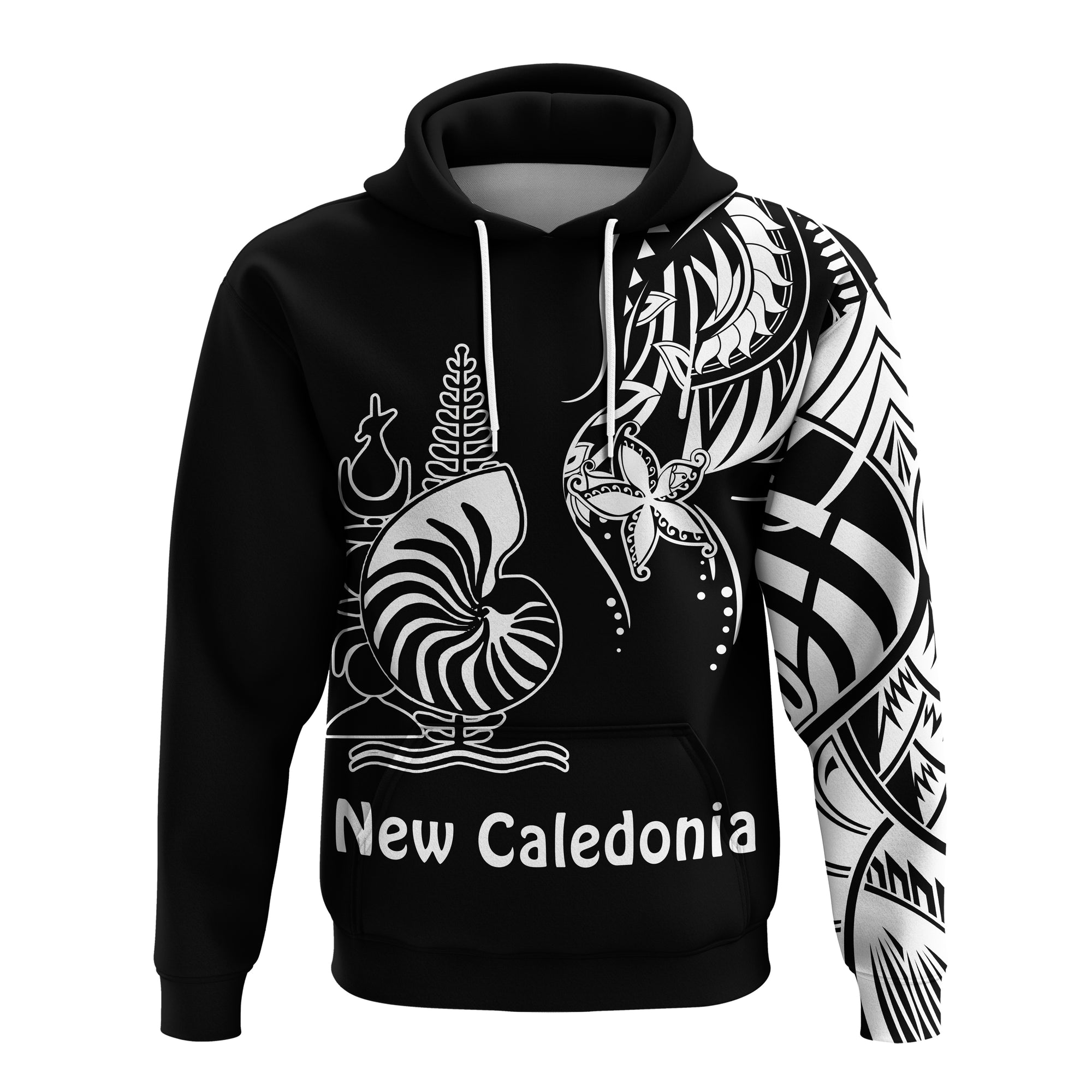 New Caledonia Hoodie Emblem Nautilus Shell Version Black LT13 Unisex Black - Polynesian Pride