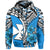 Wallis et Futuna Hoodie Polynesian Pattern and Hibiscus Flowers Version Blue LT13 Hoodie Blue - Polynesian Pride