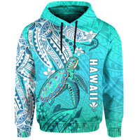Hawaiian Islands Hoodie Turtle Mix Hawaii Polynesian LT13 Unisex Blue - Polynesian Pride
