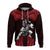 Custom Hawaii Hoodiean Warrior With Weapon Polynesian Ver.05 LT14 Zip Hoodie Red - Polynesian Pride