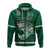 Hawaii Football Hoodie Kakau Rainbow Warriors Helmet Go Bows LT14 Zip Hoodie Green - Polynesian Pride