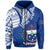 Custom Samoa Siapo Hoodie Sporty Mix Barkcloth Panel LT13 Zip Hoodie Blue - Polynesian Pride