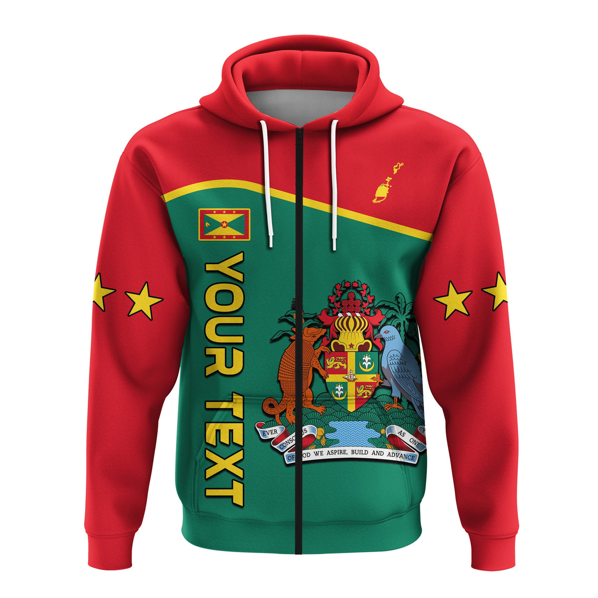 Custom Grenada Hoodie Coat of Arms and Map Impressive LT13 - Polynesian Pride