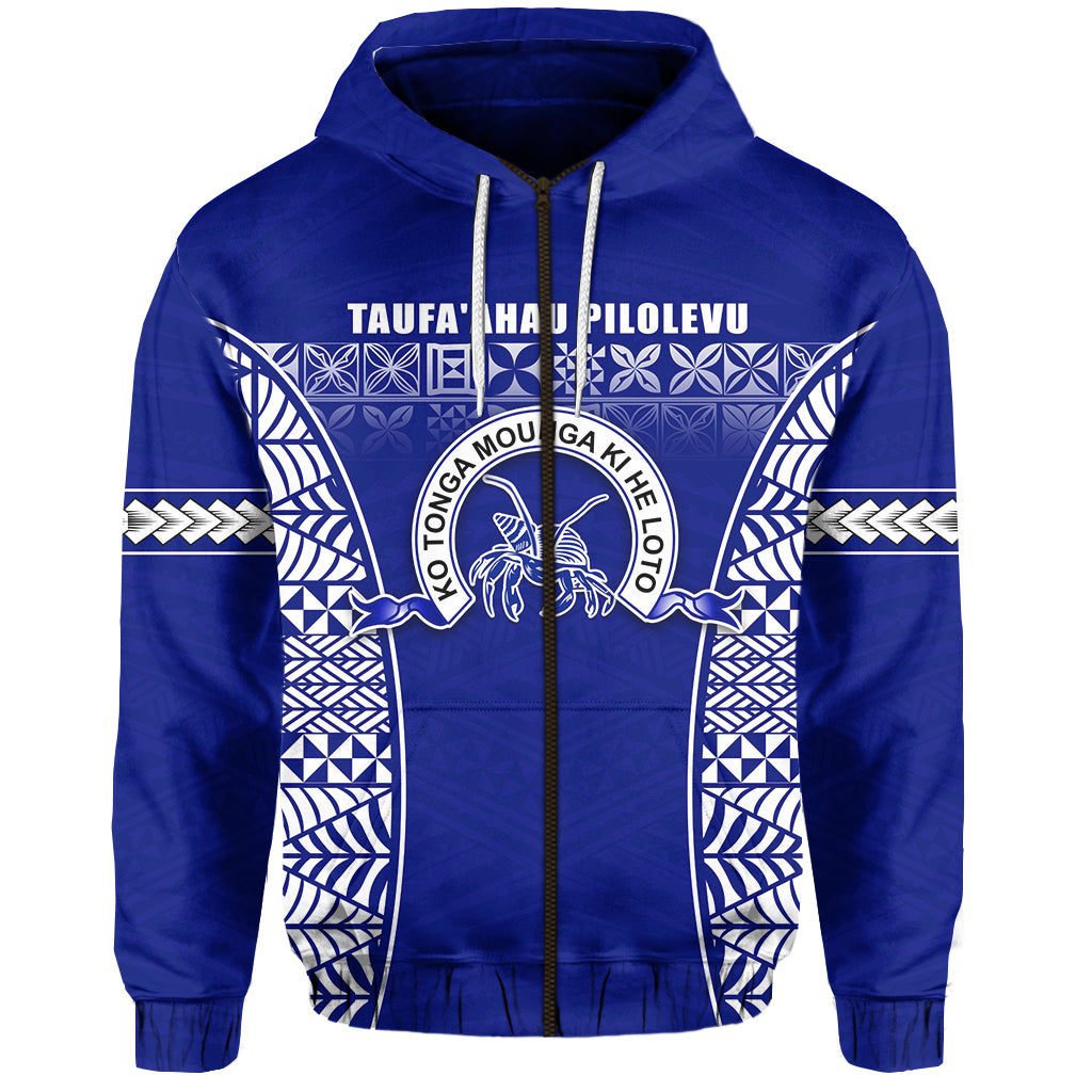 Taufaahau Pilolevu Zip Hoodie Ngatu Tongan LT13 Unisex Blue - Polynesian Pride