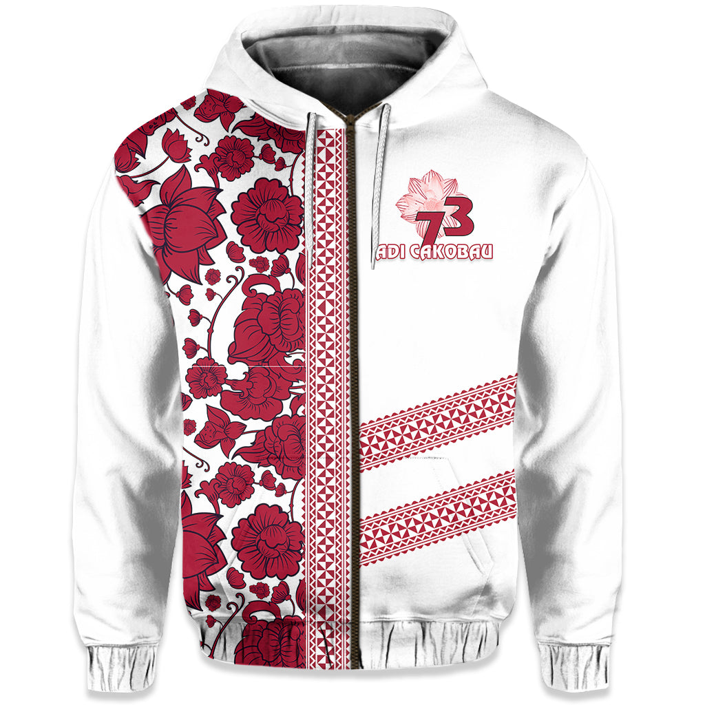 Adi Cakobau Zip Hoodie 73rd Anniversary LT13 Unisex White - Polynesian Pride