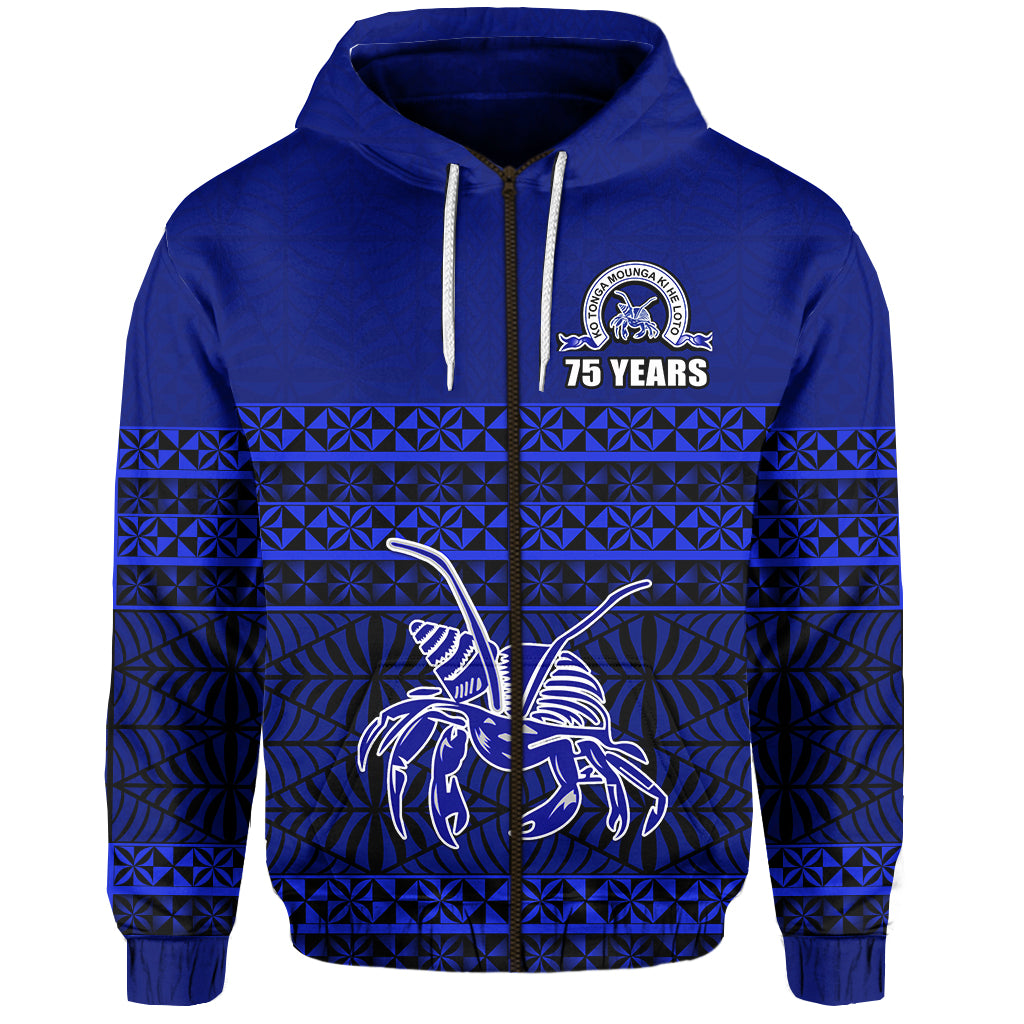 Taufaahau Pilolevu Zip Hoodie 75 Years Diamond Jubilee LT13 Unisex Blue - Polynesian Pride