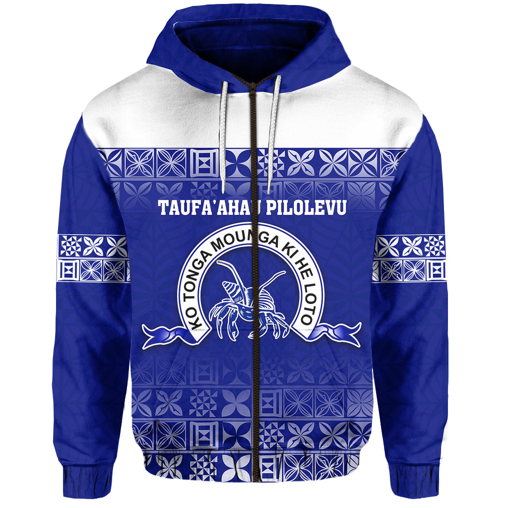 Taufaahau Pilolevu Zip Hoodie Tonga College LT13 Unisex Blue - Polynesian Pride