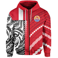 Tahiti Unique Zip Hoodie Polynesia Pattern LT13 Zip Hoodie Red - Polynesian Pride