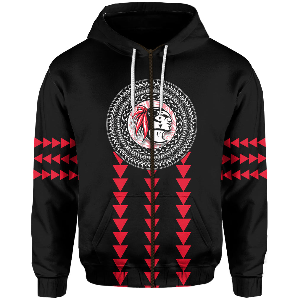 Custom Red Raiders Zip Hoodie Kahuku School LT13 - Polynesian Pride