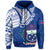 Samoa Siapo Hoodie Sporty Mix Barkcloth Panel LT13 Zip Hoodie Blue - Polynesian Pride