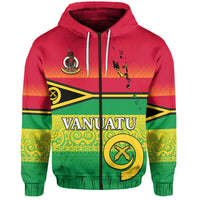 Custom Vanuatu Color Zip Hoodie Six Provinces and Map LT13 - Polynesian Pride